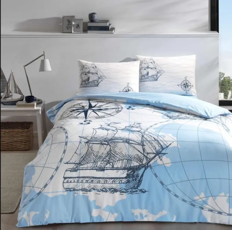 Crown Double Size Ranforce Duvet Cover Set Ocean Turquoise - 1
