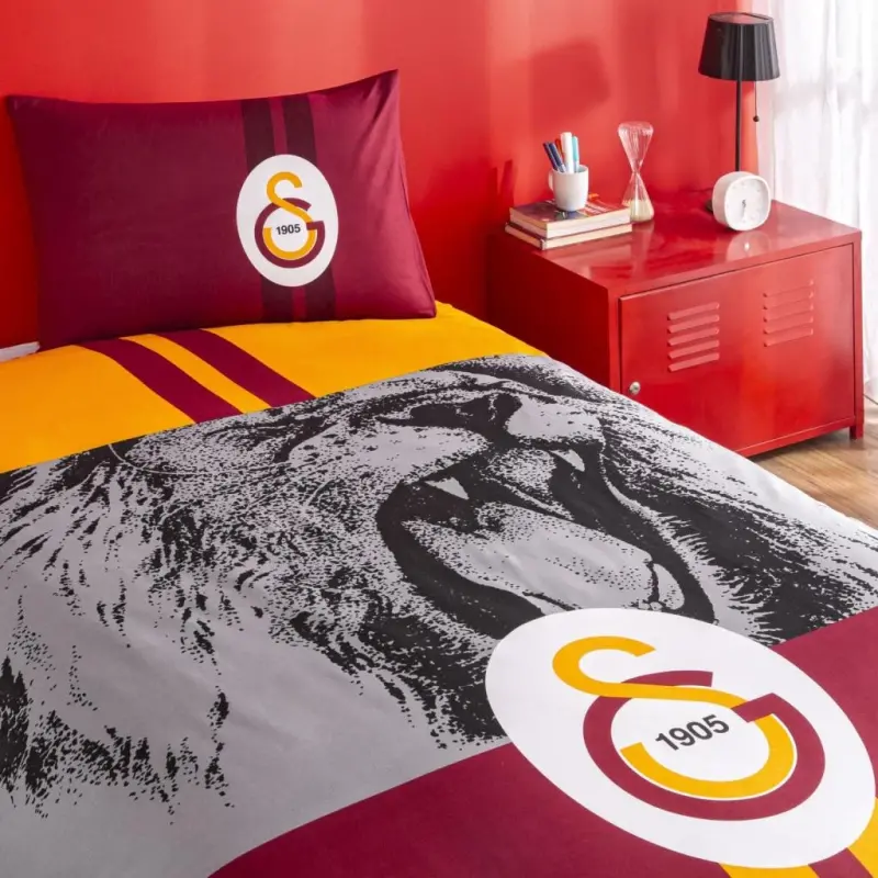 Crown Galatasaray Champion Lion Single Licensed Duvet Cover Set - 3
