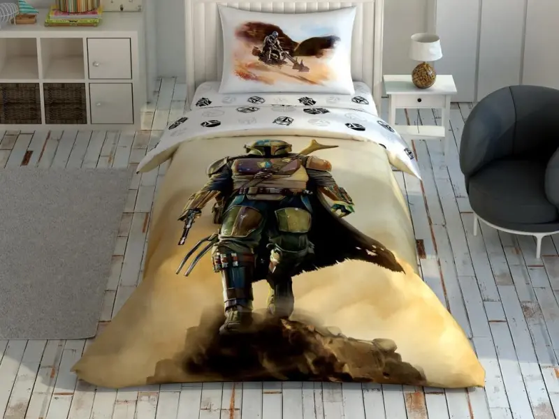 Crown Licensed Single Duvet Cover Set Star Wars Mandalorian Dust Cloud - 1