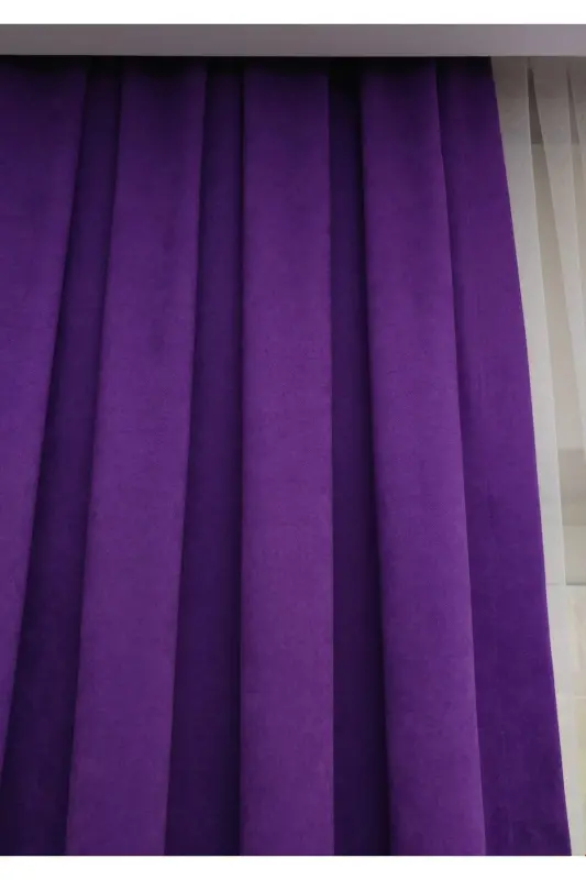 Crown Purple Solid Color Backdrop Curtain, Plain Sewn Without Pleats, Buckram Gathering, Single Panel-Purple - 4