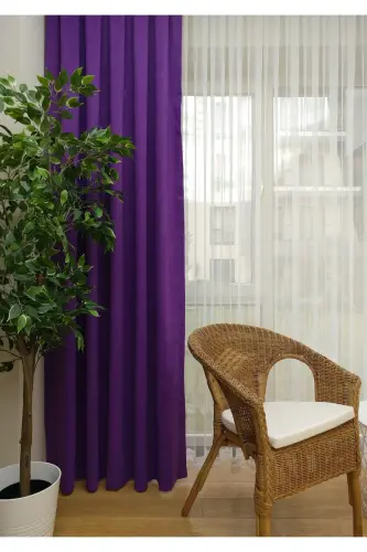 Crown Purple Solid Color Backdrop Curtain, Plain Sewn Without Pleats, Buckram Gathering, Single Panel-Purple - 7
