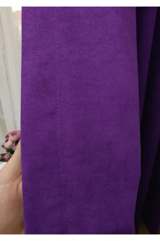 Crown Purple Solid Color Backdrop Curtain, Plain Sewn Without Pleats, Buckram Gathering, Single Panel-Purple - 2