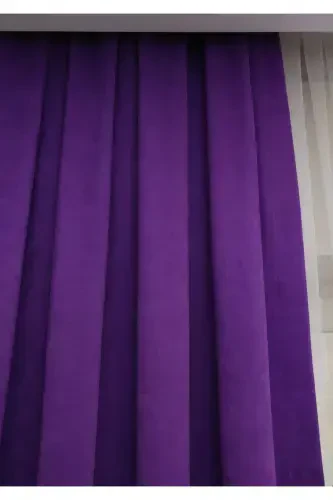 Crown Purple Solid Color Backdrop Curtain, Plain Sewn Without Pleats, Buckram Gathering, Single Panel-Purple - 4