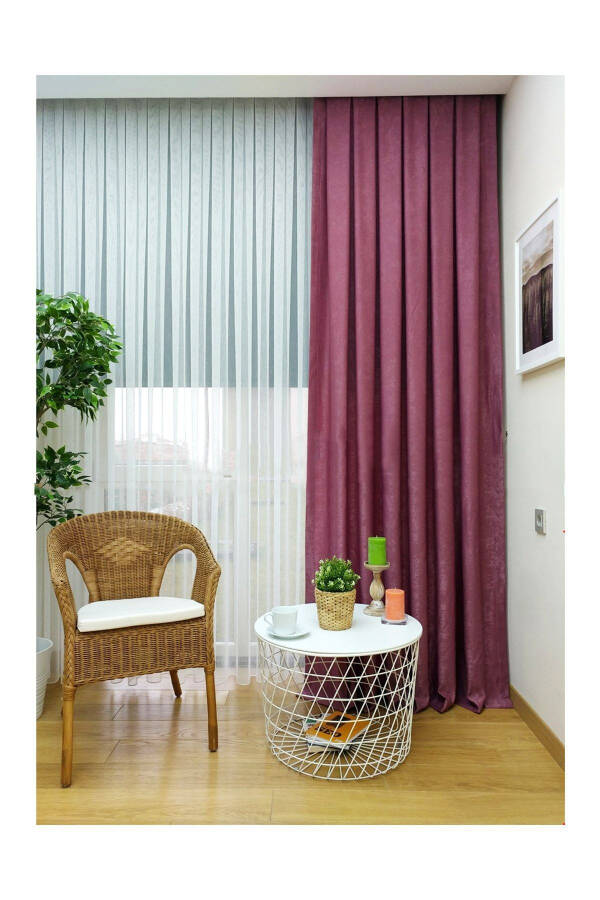 Crown Rose Plain Pleated Soft Background Curtain 1/3 Tight Pleat Single Wing - 1