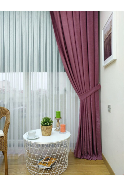 Crown Rose Plain Pleated Soft Background Curtain 1/3 Tight Pleat Single Wing - 2