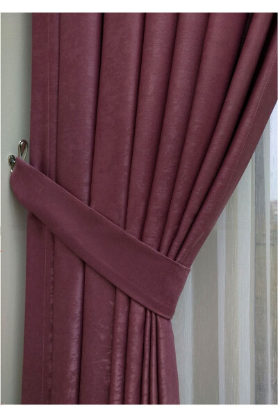 Crown Rose Plain Pleated Soft Background Curtain 1/3 Tight Pleat Single Wing - 5