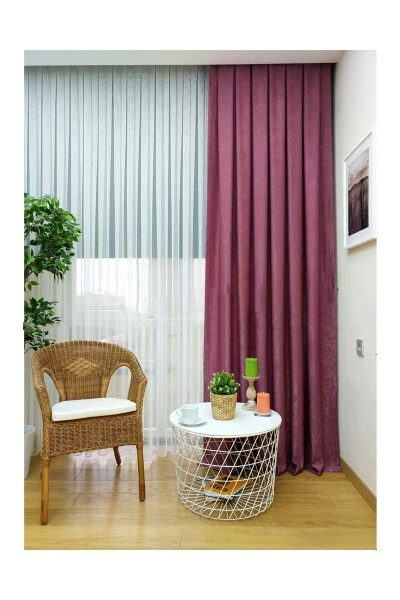 Crown Rose Plain Pleated Soft Background Curtain 1/3 Tight Pleat Single Wing - EVDEPO HOME