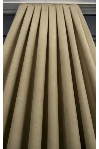 Crown Stone Solid Color Backdrop Curtain, Flat Sewing Without Pleats, Buckram Gathering, Single Panel-Stone - 1