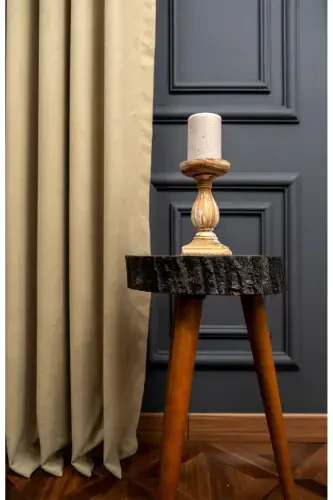 Crown Stone Solid Color Backdrop Curtain, Flat Sewing Without Pleats, Buckram Gathering, Single Panel-Stone - Modazone (1)