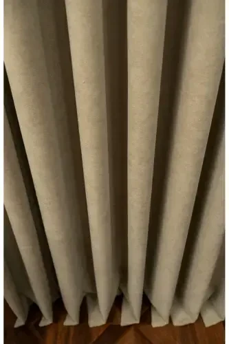 Crown Stone Solid Color Backdrop Curtain, Flat Sewing Without Pleats, Buckram Gathering, Single Panel-Stone - 3