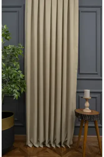 Crown Stone Solid Color Backdrop Curtain, Flat Sewing Without Pleats, Buckram Gathering, Single Panel-Stone - 5