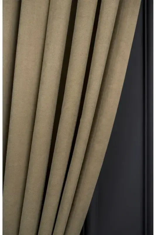 Crown Stone Solid Color Backdrop Curtain, Flat Sewing Without Pleats, Buckram Gathering, Single Panel-Stone - 8