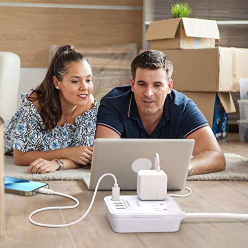 Cruise Essentials, 6 Ft Power Strip with 3 Outlets and 4 USB Ports(1 USB C), Non Surge Protector for Cruise Ship, Travel, Home Office, ETL Listed, White - 3