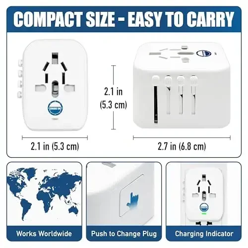 Cruise On Universal Travel Adapter, Cruise Approved (Incl. Royal Caribbean, Disney) - International Power Adapter [2 USB-C, 2 USB, AC] World Travel Plug Adapter Converter - USA, Italy, Europe, Asia - 7