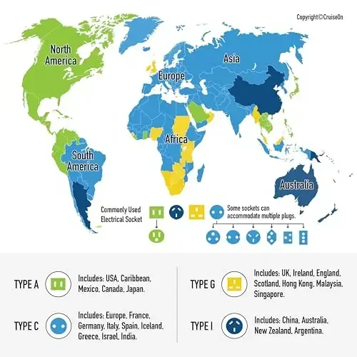 Cruise On Universal Travel Adapter, Cruise Approved (Incl. Royal Caribbean, Disney) - International Power Adapter [2 USB-C, 2 USB, AC] World Travel Plug Adapter Converter - USA, Italy, Europe, Asia - 4