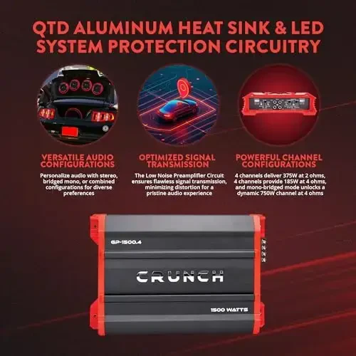 Crunch Ground Pounder GP-1500.4 1500 Watt 4 Channel Amplifier - 3