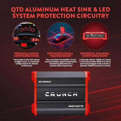 Crunch Ground Pounder GP-2000.2 2000 Watt 2 Channel Amplifier - 3