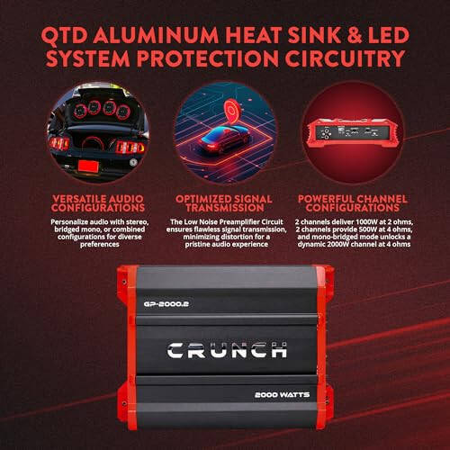 Crunch Ground Pounder GP-2000.2 2000 Watt 2 Channel Amplifier - 3