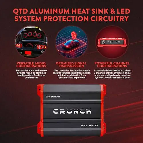 Crunch Ground Pounder GP-2000.2 2000 Watt 2 Channel Amplifier - 3