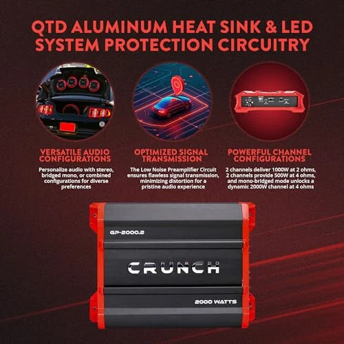 Crunch Ground Pounder GP-2000.2 2000 Watt 2 Channel Amplifier - 3