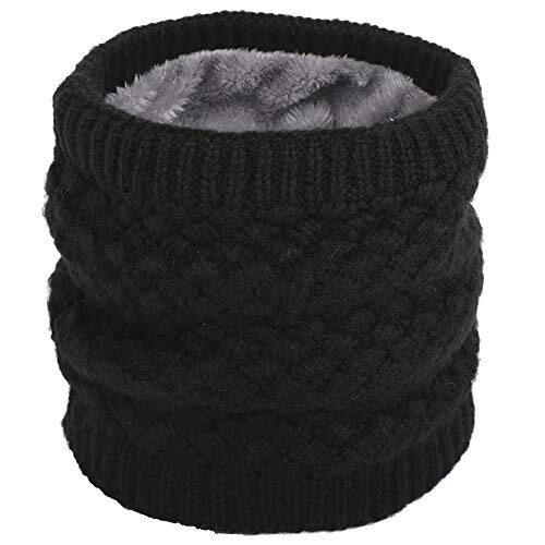 CRUOXIBB Women Winter Neck Warmer Gaiter Double-Layer Soft Fleece Lined Thick Knit Circle Scarf Windproof - 2