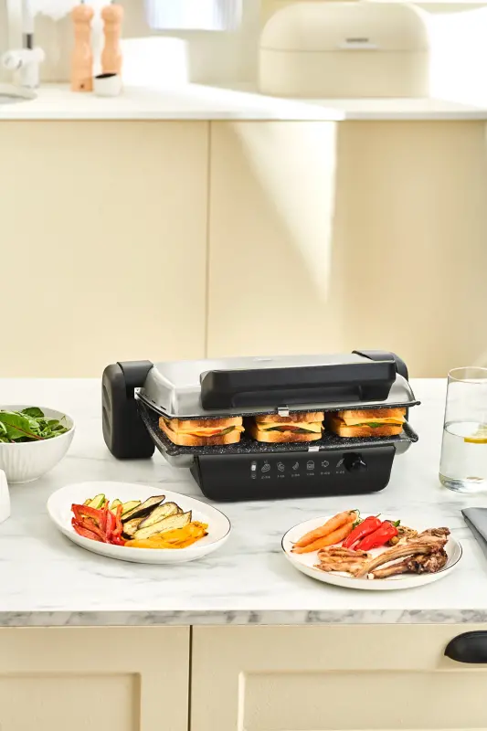 Crust Grill Toast Grill and Toaster Machine 6 Slice Matte Cream - KARACA