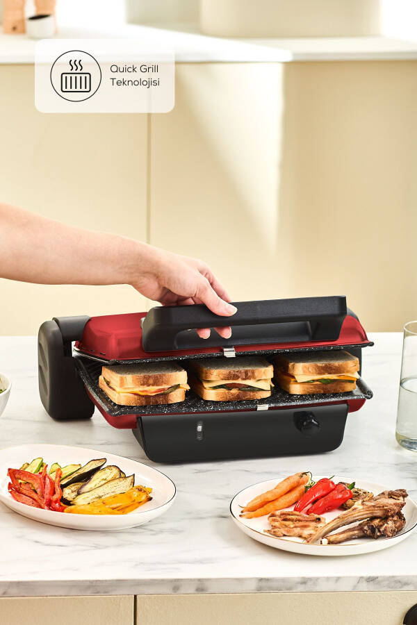 Crust Grill Toast Grill and Toaster Machine 6 Slice Red - 11