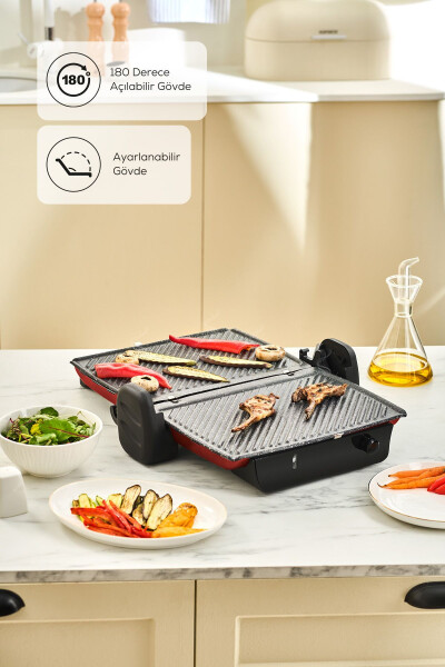 Crust Grill Toast Grill and Toaster Machine 6 Slice Red - 12