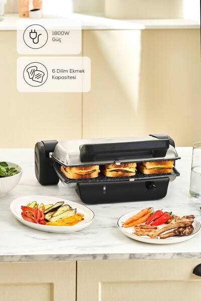 Crust Grill Toaster Grill va Tost Mashinasi 6 Dilimlı Mat Krem - 1