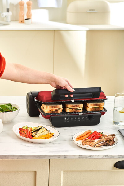 Crust Grill Tost Grili va Toaster Mashinasi 6 Tilim Qizil - 3