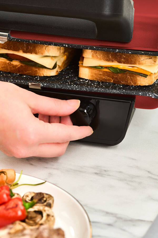 Crust Grill Tost Grili va Toaster Mashinasi 6 Tilim Qizil - 4