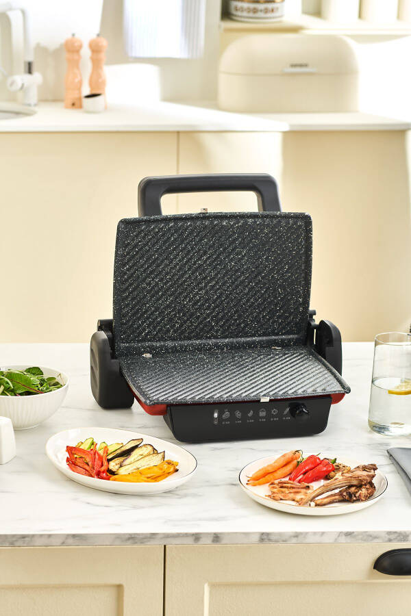 Crust Grill Tost Grili va Toaster Mashinasi 6 Tilim Qizil - 5