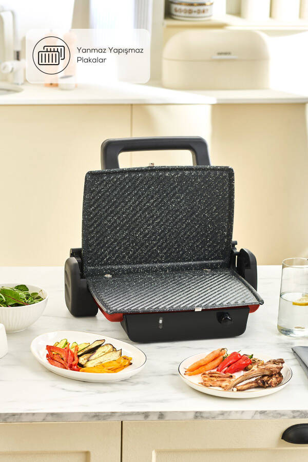 Crust Grill Tost Grili va Toaster Mashinasi 6 Tilim Qizil - 10