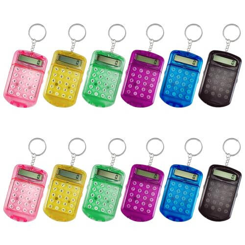 Cryptolux 12Pcs Mini Calculator Keychain Portable Pocket Small Calculator,Suitable for Students at School and at Home - 1