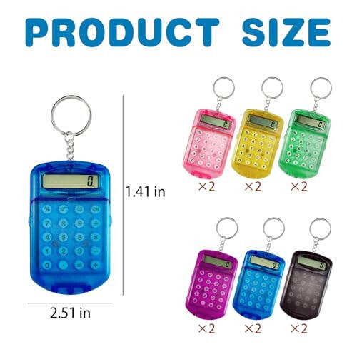 Cryptolux 12Pcs Mini Calculator Keychain Portable Pocket Small Calculator,Suitable for Students at School and at Home - 2