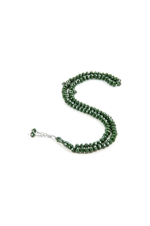 Crystal Appearance 99 Tasbih Prayer Beads Mevlid Pilgrimage Gifts 10 Pieces Dark Green - 1