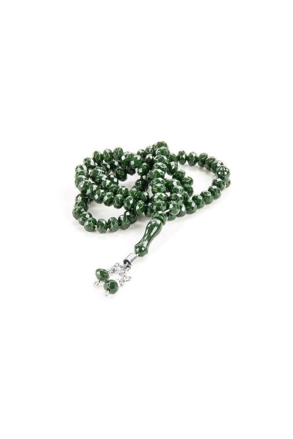 Crystal Appearance 99 Tasbih Prayer Beads Mevlid Pilgrimage Gifts 10 Pieces Dark Green - 3