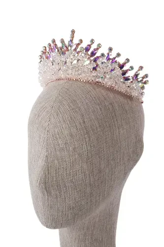 Crystal Beaded Bridal Henna Wedding Crown With Tinsel - HAYALPEREST BONCUK (1)