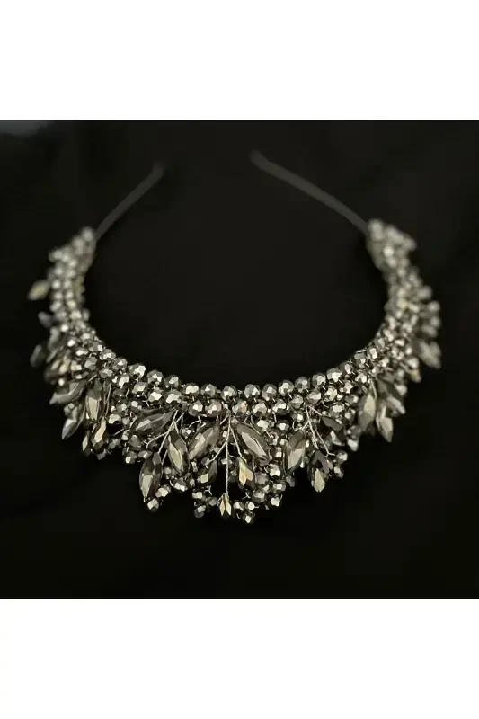 Crystal Bride, After Party, Engagement, Henna, Wedding Crown-Anthracite - 2