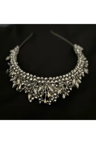 Crystal Bride, After Party, Engagement, Henna, Wedding Crown-Anthracite - 2