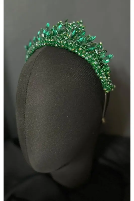 Crystal Bride, After Party, Engagement, Henna, Wedding Crown-Green - 1