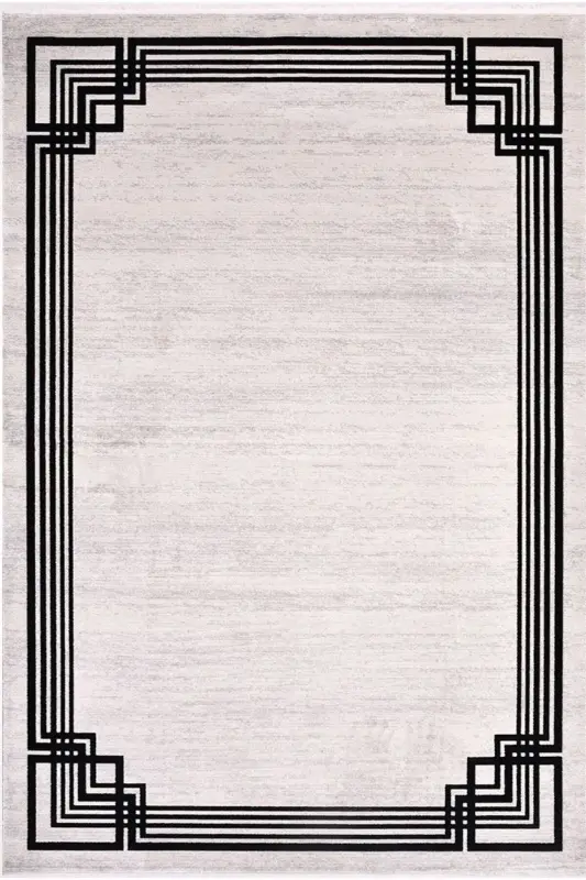 Crystal Collection 18116K Dense Woven Viscose Silk Textured Living Room Hallway Kitchen Carpet Runner-Black - EMIN HALI