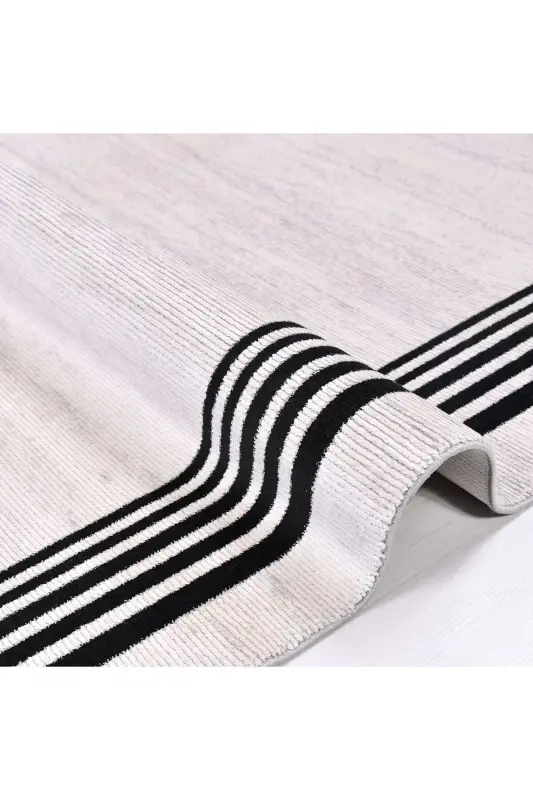 Crystal Collection 18116K Dense Woven Viscose Silk Textured Living Room Hallway Kitchen Carpet Runner-Black - 2