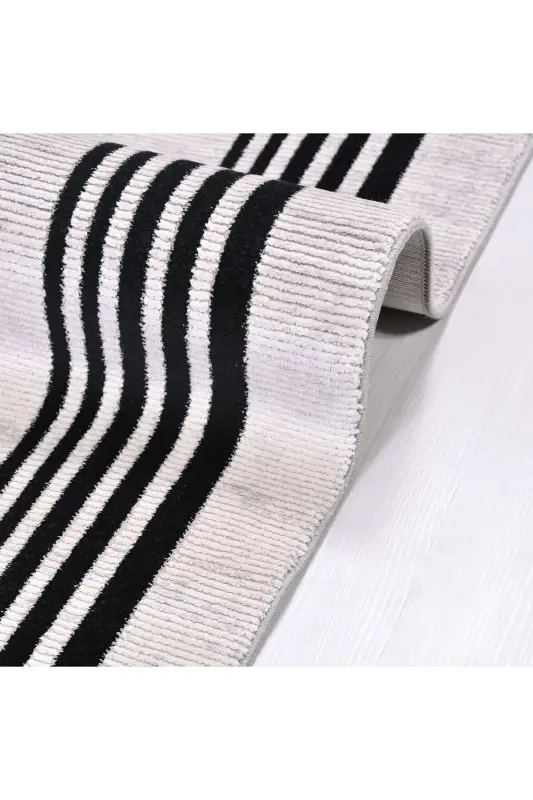 Crystal Collection 18116K Dense Woven Viscose Silk Textured Living Room Hallway Kitchen Carpet Runner-Black - 3