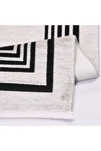 Crystal Collection 18116K Dense Woven Viscose Silk Textured Living Room Hallway Kitchen Carpet Runner-Black - 4