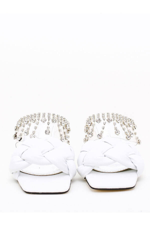 Crystal Embellished Comfortable Transparent Heeled Bridal Slippers - 3