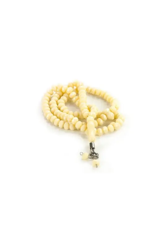 Crystal Look 99 Prayer Beads Mevlut Hajj Umrah Gift 10 Pces Cantaloupe - Yellow - 3