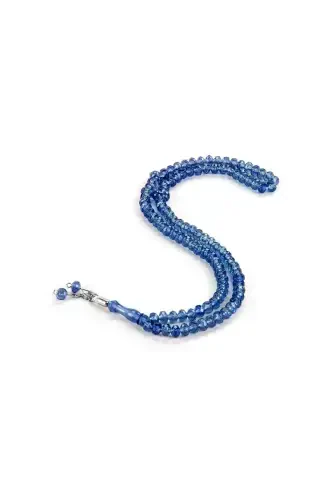 Crystal Look 99 Prayer Beads Mevlut Hajj Umrah Gift 10 Pieces Night Blue-Blue - 1