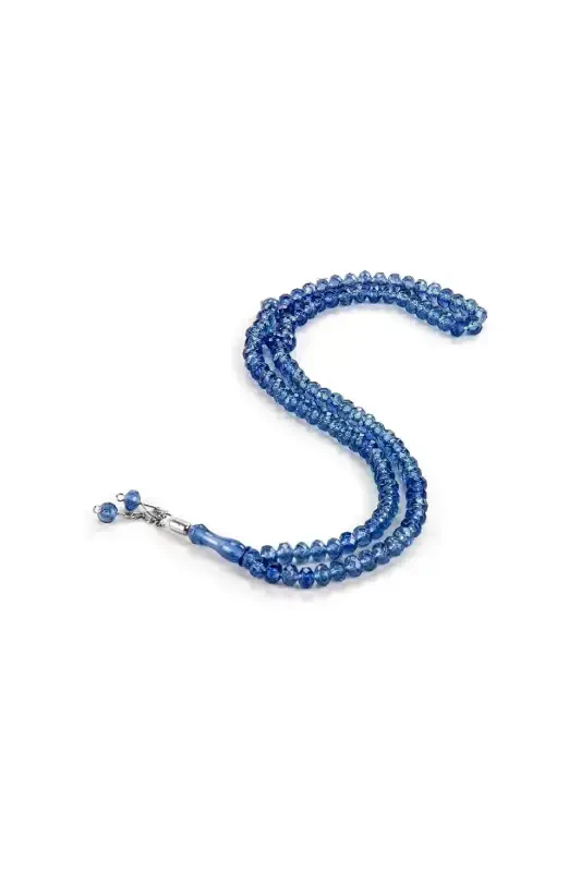 Crystal Look 99 Prayer Beads Mevlut Hajj Umrah Gift 10 Pieces Night Blue-Blue - İHVAN