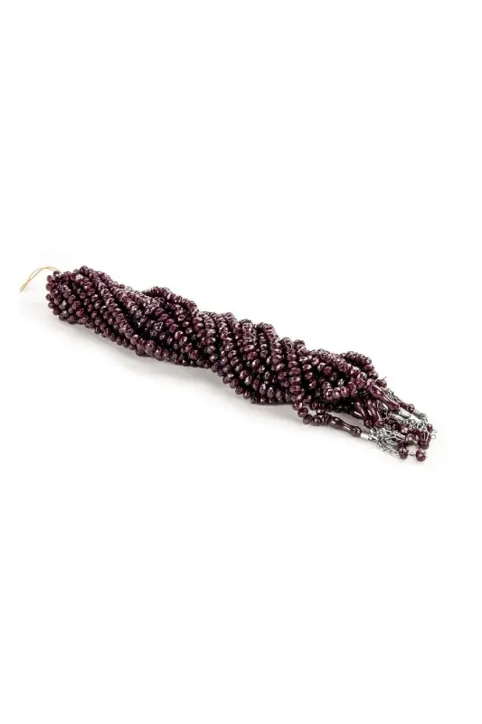 Crystal Look 99 Prayer Beads Mevlut Hajj Umrah Gift 10 Pieces Plum-Plum - 2